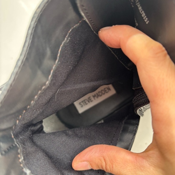 STEVE MADDEN Arlette Triple Buckle Boot In Black Leather Size 9 Moto Combat - Picture 7 of 8